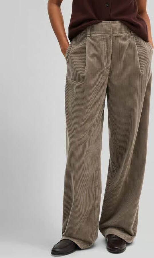 Marc O'Polo Loose fit corduroy broek van puur katoen met bandplooien - Foto 3