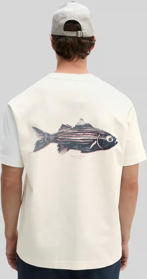 Marc O'Polo Loose fit t-shirt van pure katoen met motiefprint op de rug - Foto 2