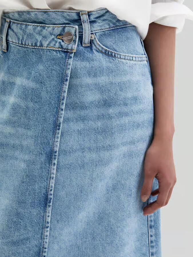 Marc O'Polo Midi spijkerrok van materiaalmix met linnengehalte