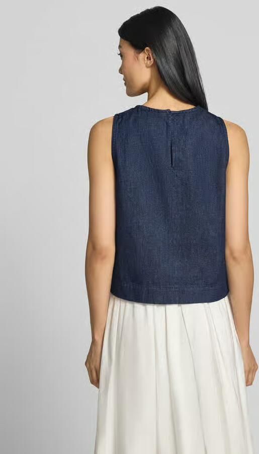 Marc O'Polo Regular fit blouse met korte mouwen van mix van katoen en linnen