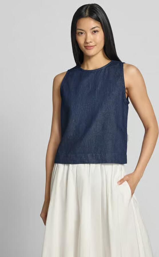 Marc O'Polo Regular fit blouse met korte mouwen van mix van katoen en linnen - Foto 4