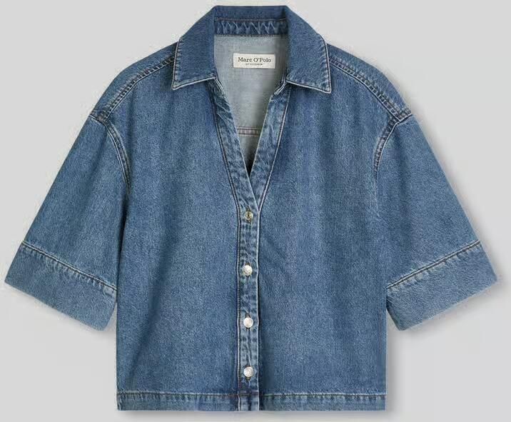 Marc O'Polo Regular fit blouse met korte mouwen van mix van katoen en lyocell - Foto 2