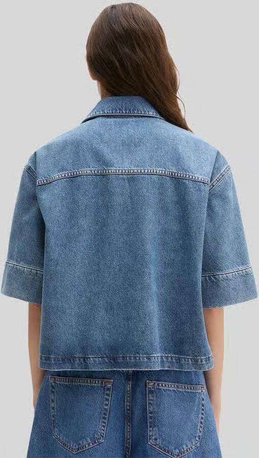 Marc O'Polo Regular fit blouse met korte mouwen van mix van katoen en lyocell