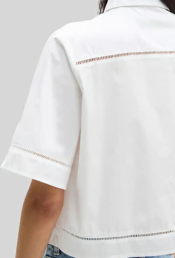 Marc O'Polo Regular fit blouse met korte mouwen van puur katoen met ajourwerk