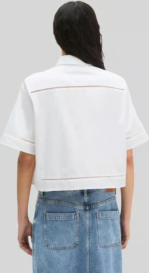 Marc O'Polo Regular fit blouse met korte mouwen van puur katoen met ajourwerk