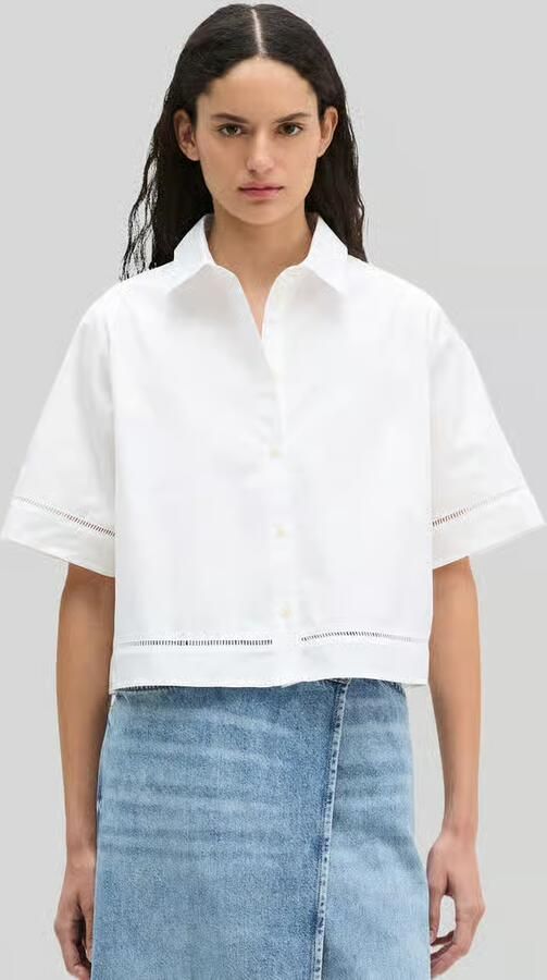 Marc O'Polo Regular fit blouse met korte mouwen van puur katoen met ajourwerk - Foto 3