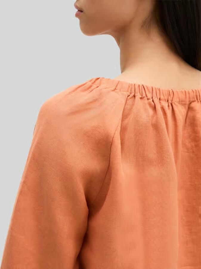 Marc O'Polo regular fit blouse van puur linnen met carmenhals