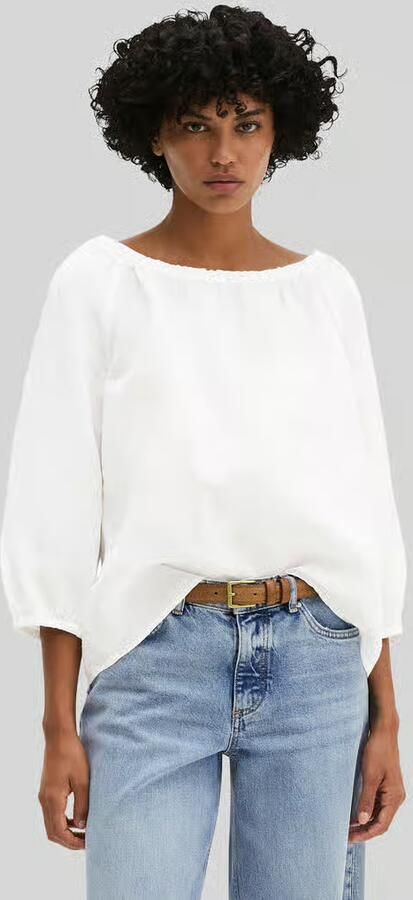 Marc O'Polo regular fit blouse van puur linnen met carmenhals - Foto 4