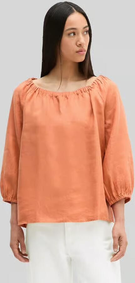 Marc O'Polo regular fit blouse van puur linnen met carmenhals - Foto 3
