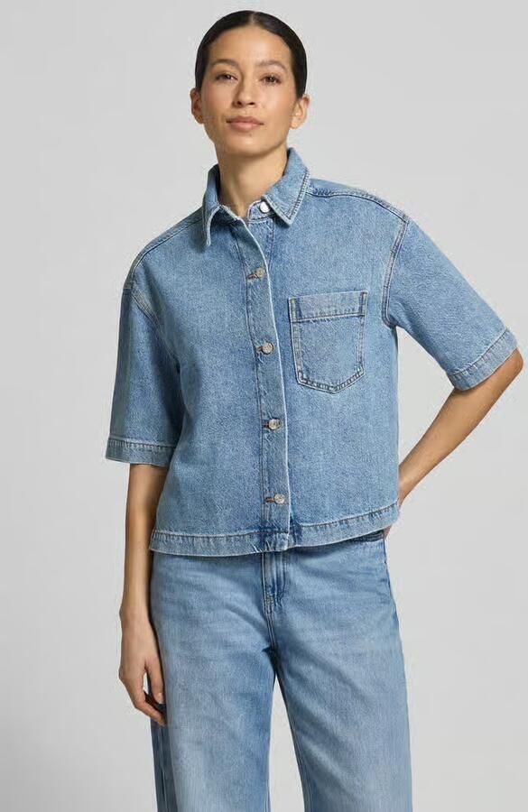 Marc O'Polo regular fit jeansblouse van mix van lyocell en linnen met katoen en lyocell en katoen - Foto 2