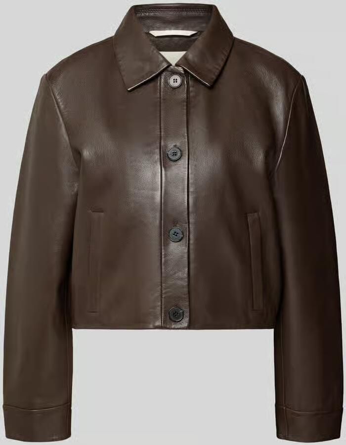 Marc O'Polo Regular fit leren jack van echt lamsleer