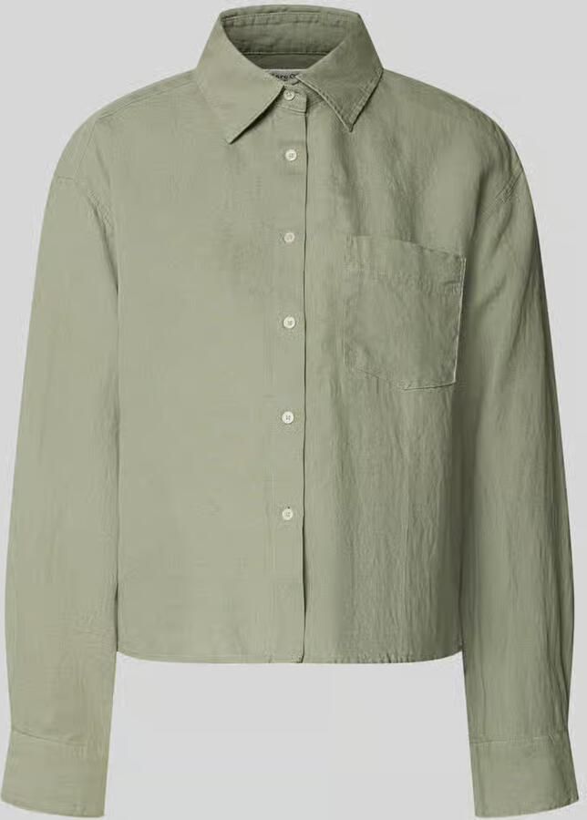 Marc O'Polo regular fit linnen blouse met borstzak - Foto 2