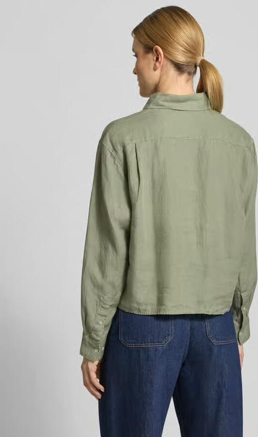 Marc O'Polo regular fit linnen blouse met borstzak - Foto 3
