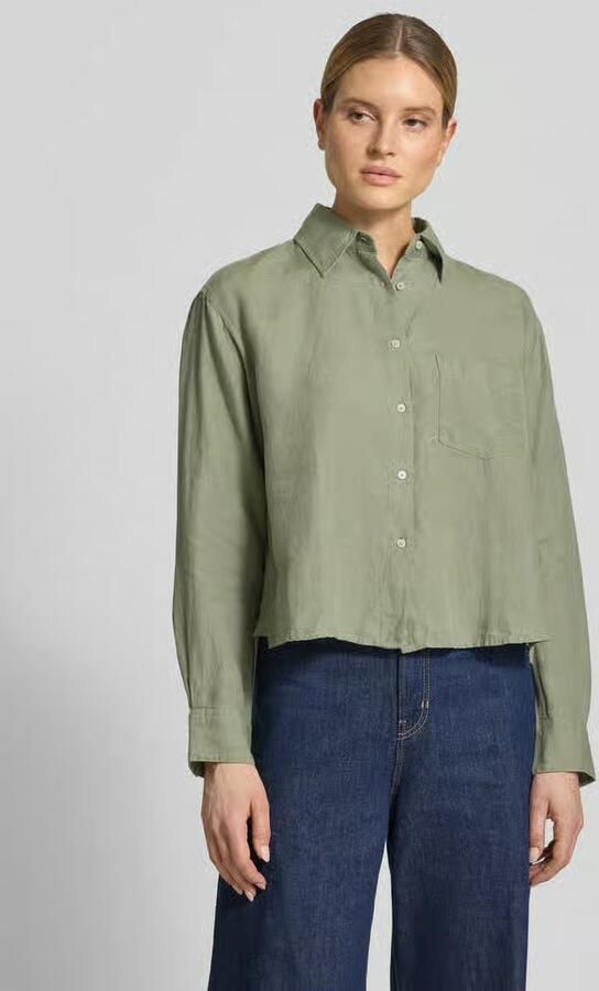 Marc O'Polo regular fit linnen blouse met borstzak - Foto 2