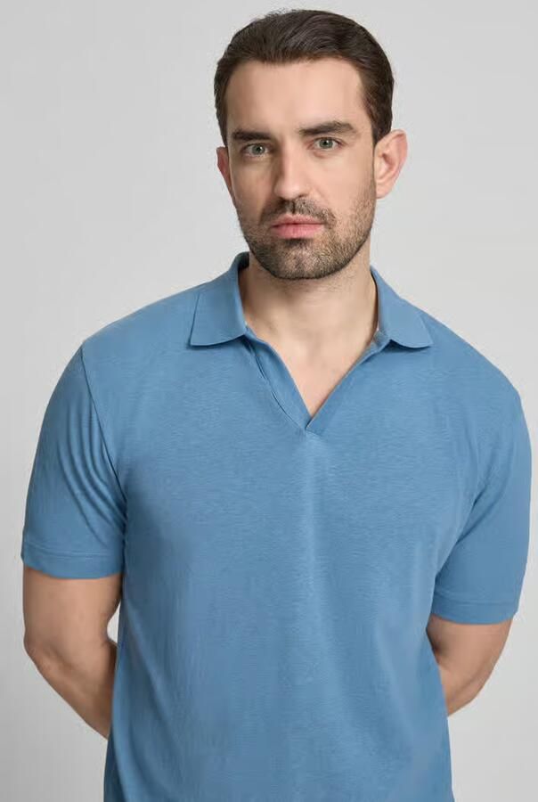 Marc O'Polo regular fit poloshirt van mix van katoen en linnen
