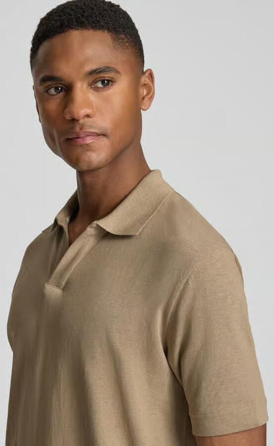 Marc O'Polo regular fit poloshirt van mix van katoen en linnen
