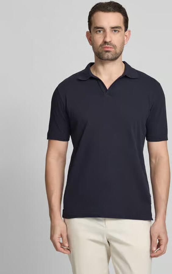 Marc O'Polo regular fit poloshirt van mix van katoen en linnen