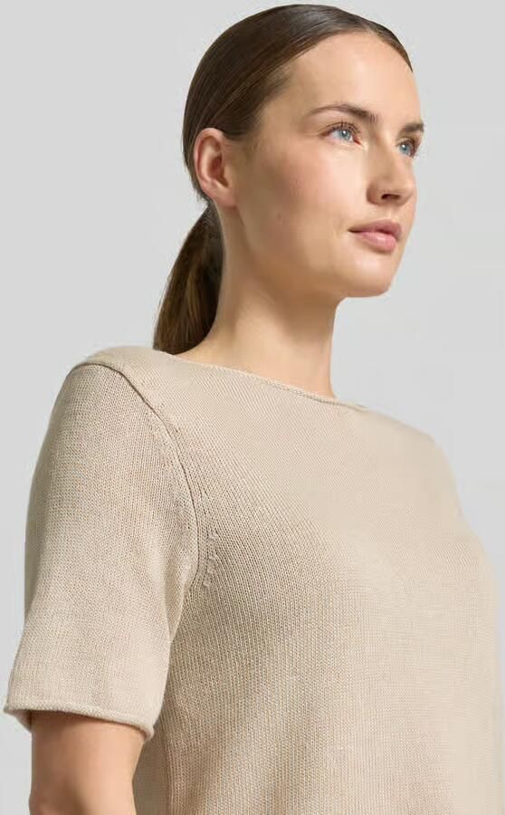 Marc O'Polo regular fit T-shirt van mix van katoen en linnen