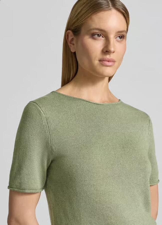 Marc O'Polo regular fit T-shirt van mix van katoen en linnen