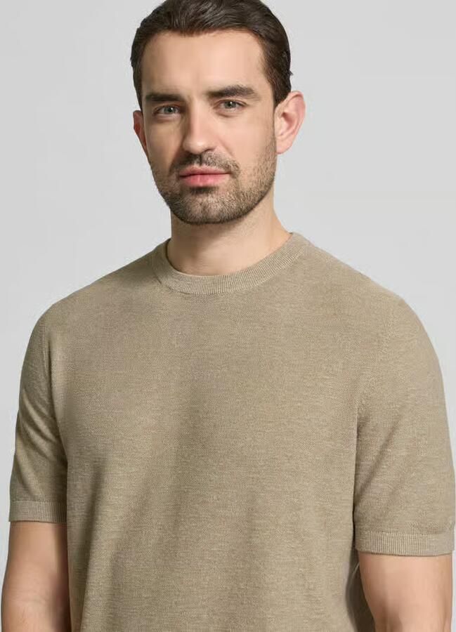 Marc O'Polo regular fit T-shirt van mix van katoen en linnen