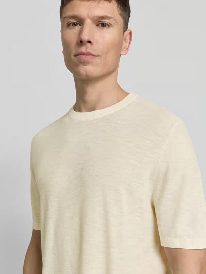 Marc O'Polo regular fit T-shirt van mix van katoen en linnen