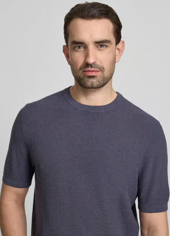 Marc O'Polo regular fit T-shirt van mix van katoen en linnen - Foto 3