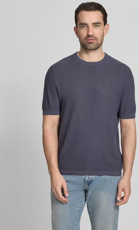 Marc O'Polo regular fit T-shirt van mix van katoen en linnen - Foto 4