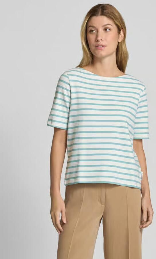 Marc O'Polo T-shirt gestreept boothals recht gesneden - Foto 2