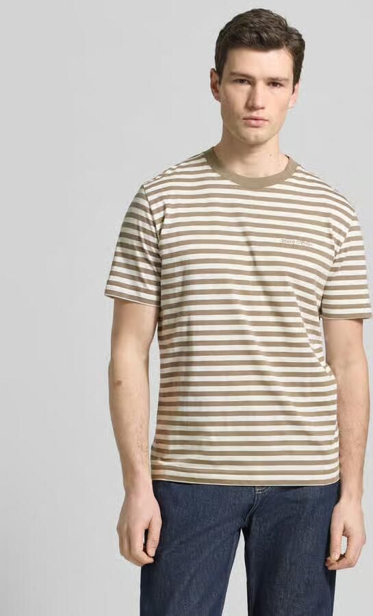 Marc O'Polo T-shirt Korte Mouw T-shirt Stripes Kaki - Foto 7
