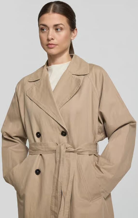 Marc O'Polo regular fit trenchcoat van katoenmix met linnen aandeel