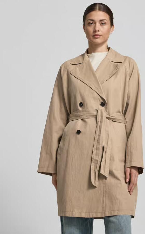 Marc O'Polo regular fit trenchcoat van katoenmix met linnen aandeel - Foto 2