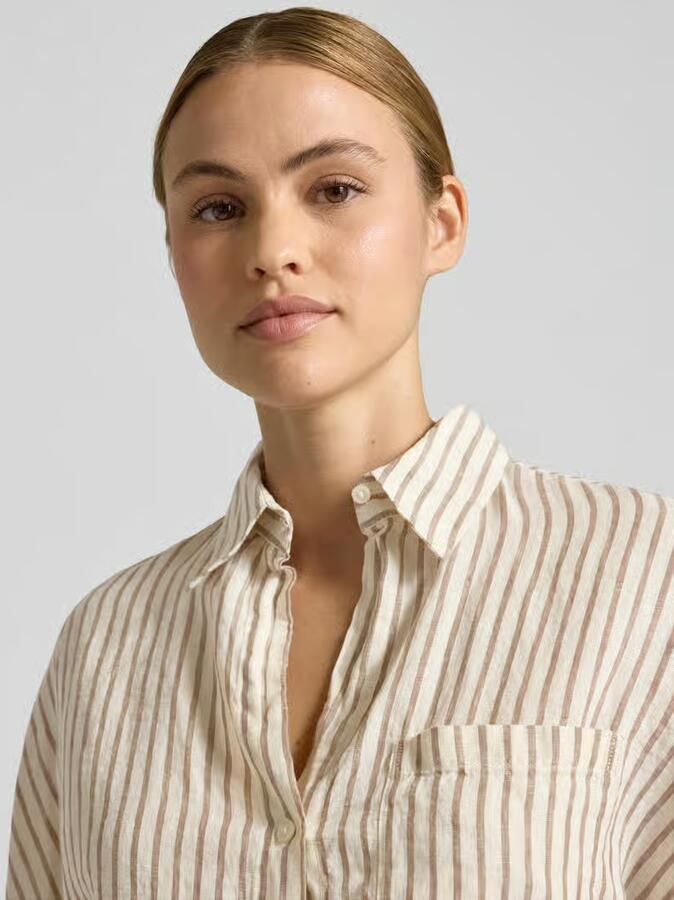 Marc O'Polo relaxed fit blouse met korte mouwen van puur linnen
