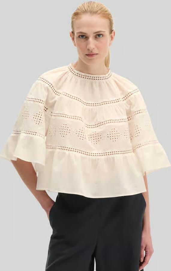 Marc O'Polo relaxed fit blouse van puur katoen met ajourwerk - Foto 2