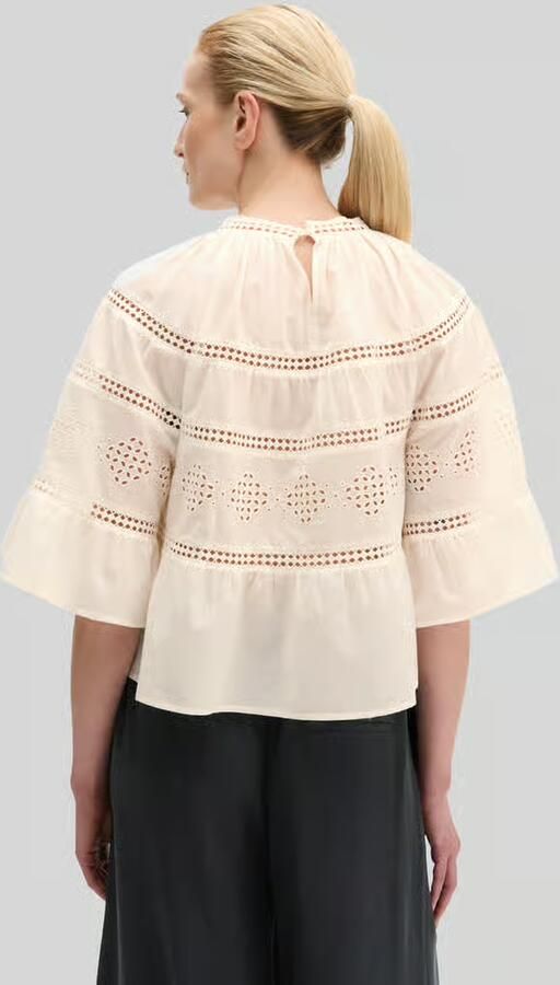 Marc O'Polo relaxed fit blouse van puur katoen met ajourwerk - Foto 3