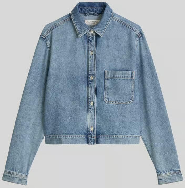 Marc O'Polo relaxed fit jeansblouse met linnen - Foto 2