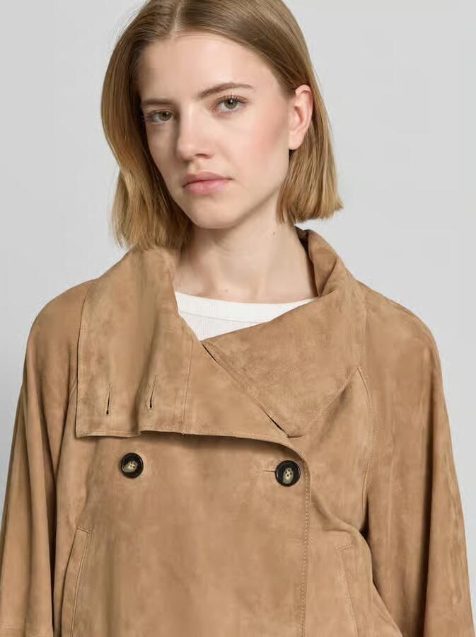 Marc O'Polo relaxed fit leren jack trenchcoatlook