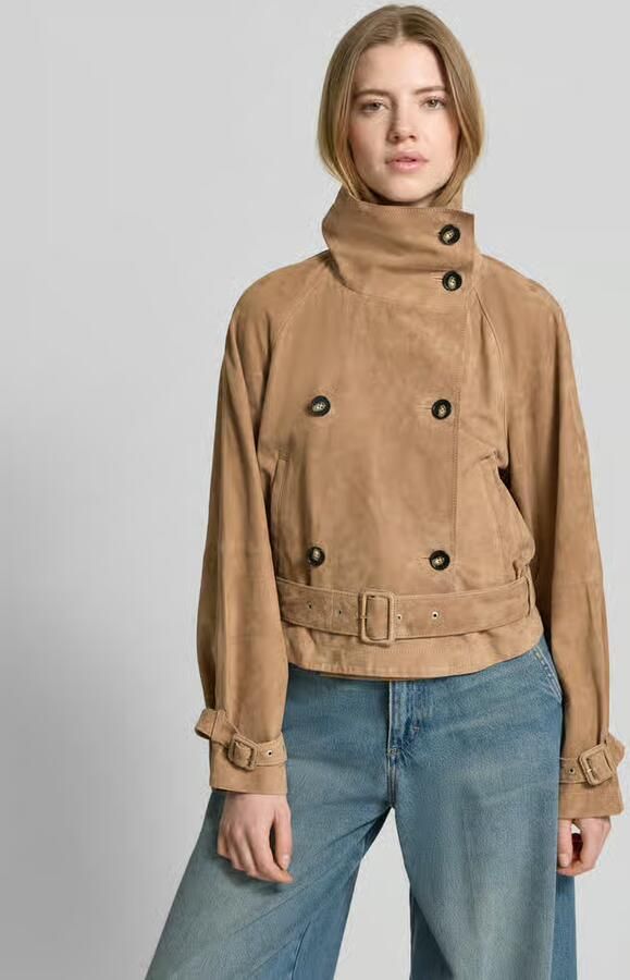 Marc O'Polo relaxed fit leren jack trenchcoatlook - Foto 3
