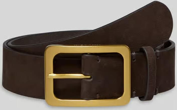 Marc O'Polo Riem van runder nubuck met gouden gesp