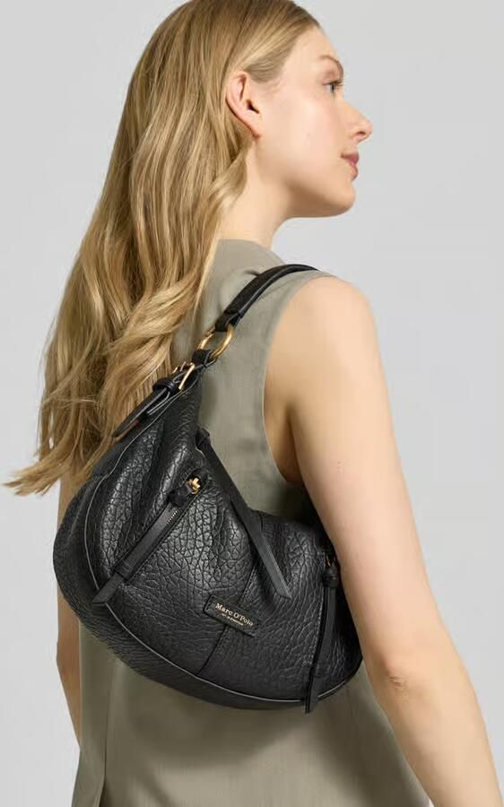 Marc O'Polo Schoudertas van echt schapenleer model 'HOBO BAG S' - Foto 2