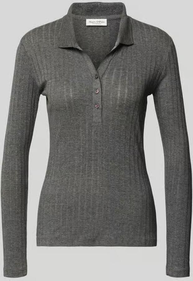 Marc O'Polo Slim fit shirt met lange mouwen van een mix van katoen en modal
