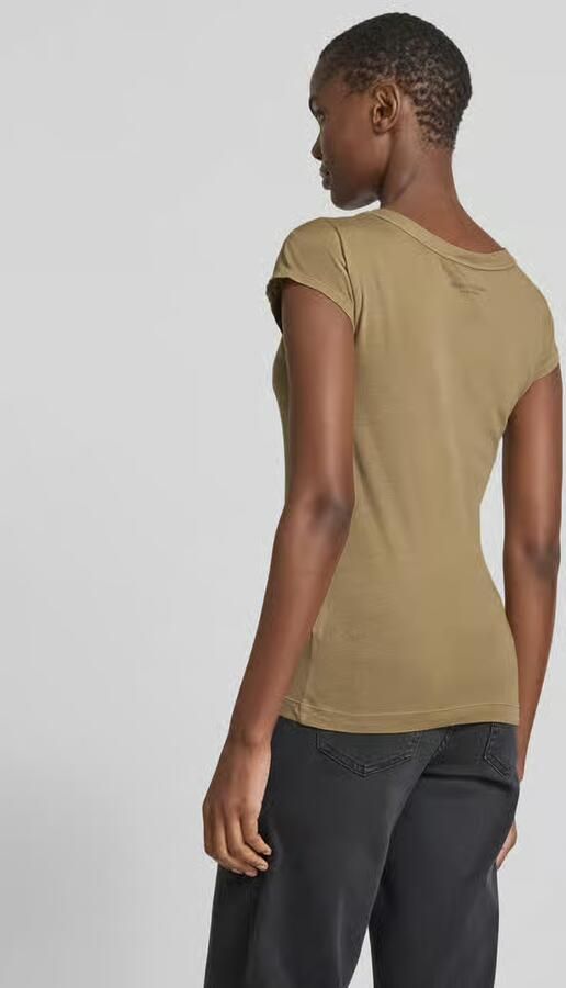 Marc O'Polo Slim fit T-shirt van puur katoen met geribde ronde hals