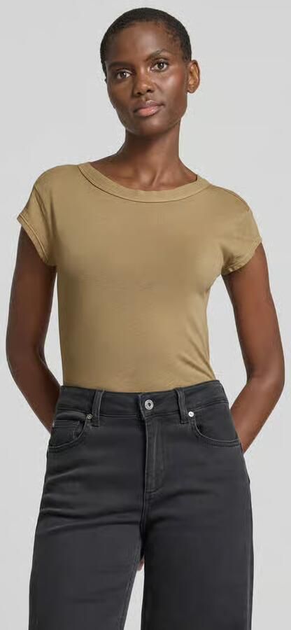 Marc O'Polo Slim fit T-shirt van puur katoen met geribde ronde hals - Foto 2