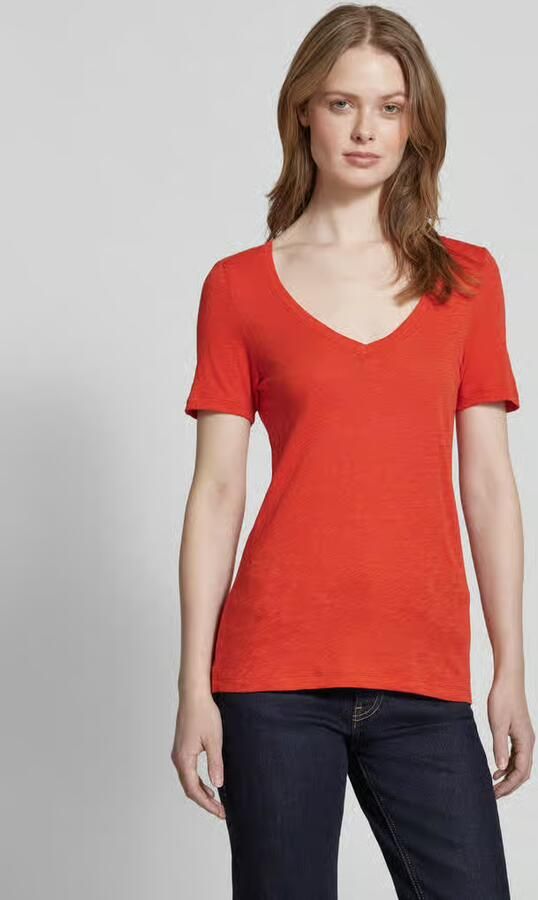 Marc O'Polo Slim fit T-shirt van puur katoen met V-hals