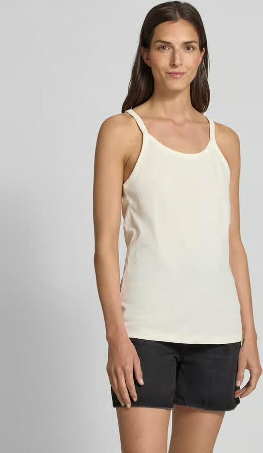 Marc O'Polo Slim fit top met bandjes van een mix van katoen en hennep - Foto 2