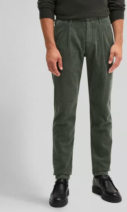 Marc O'Polo tapered fit corduroy broek van katoen met bandplooien - Foto 2