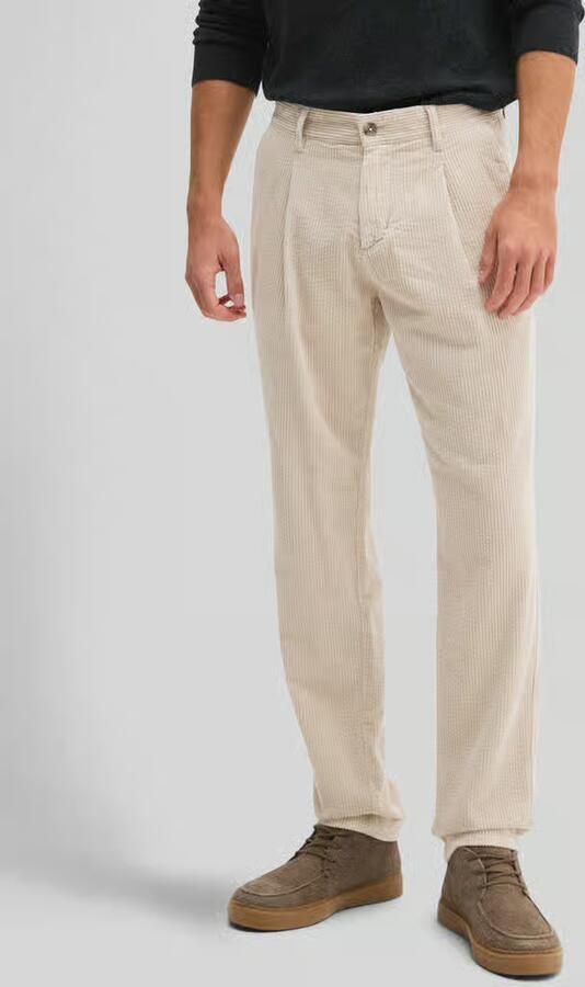 Marc O'Polo tapered fit corduroy broek van katoen met bandplooien - Foto 3