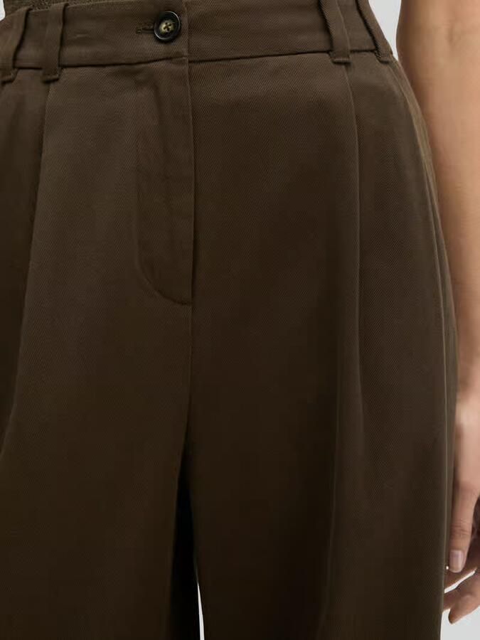 Marc O'Polo Wide leg broek van katoenmix met bandplooien