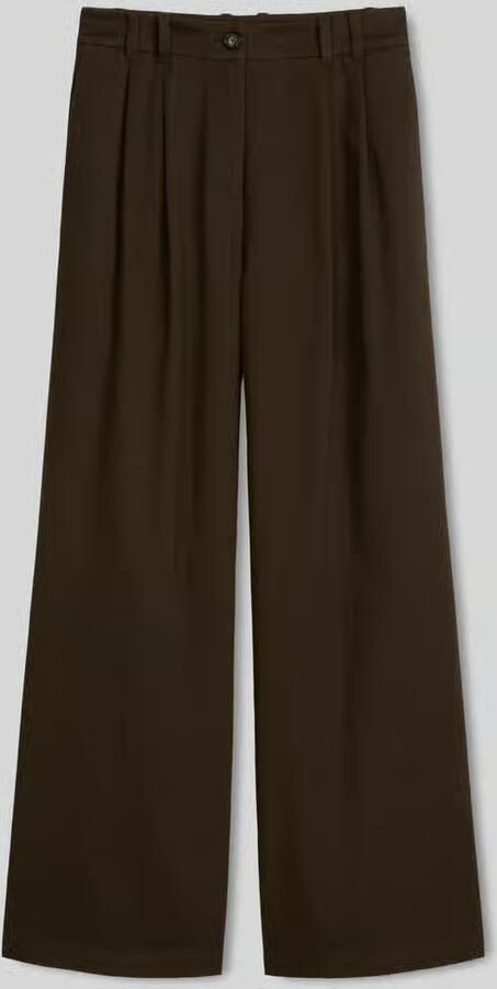 Marc O'Polo Wide leg broek van katoenmix met bandplooien - Foto 2