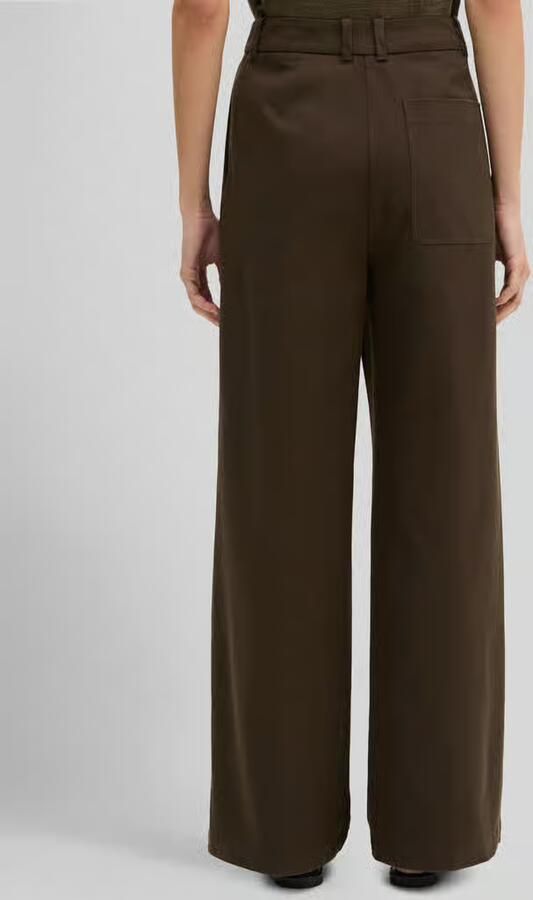Marc O'Polo Wide leg broek van katoenmix met bandplooien - Foto 3