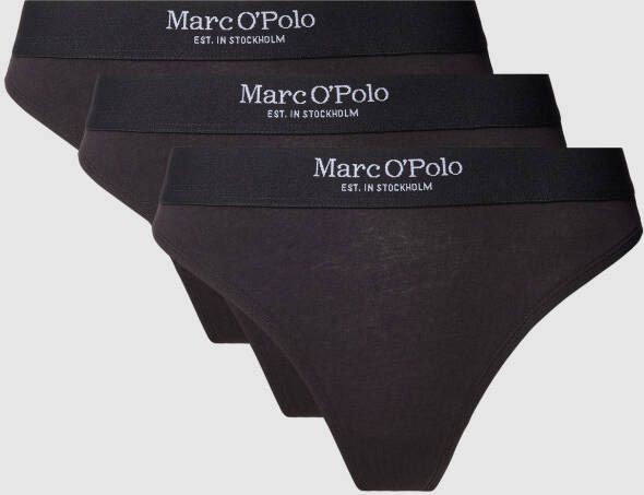 Marc O'Polo String met elastische band met logo in een set van 3 stuks